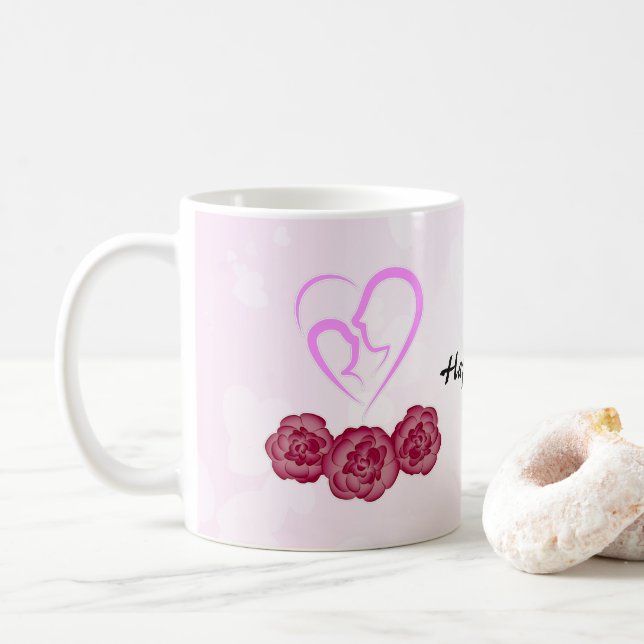 Caneca De Café Mãe e Bebê Cravo Dia das Mães (Com Donut)