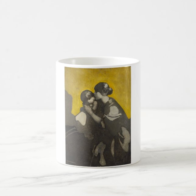 Caneca De Café Mãe e Criança (por Norah Neilson Cinza) (Centro)