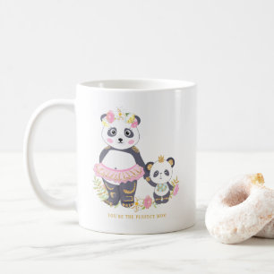 Caneca De Café Mãe e Filha Bailarinas Pandas Florais Fofas