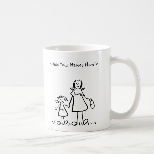 Caneca De Café Mãe e Filha Caracteres Familiares Mug (Direita)