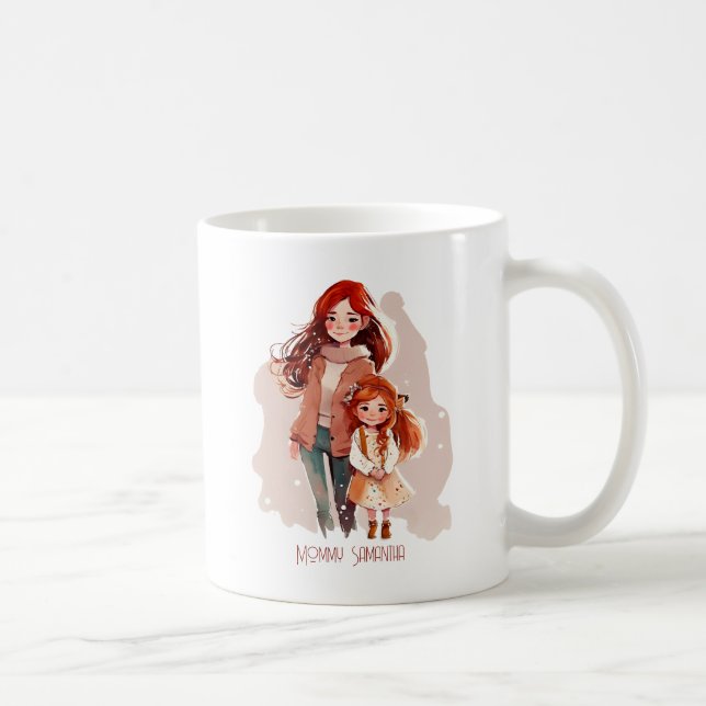 Caneca De Café Mãe e Filha Elegantes Personalizadas (Direita)