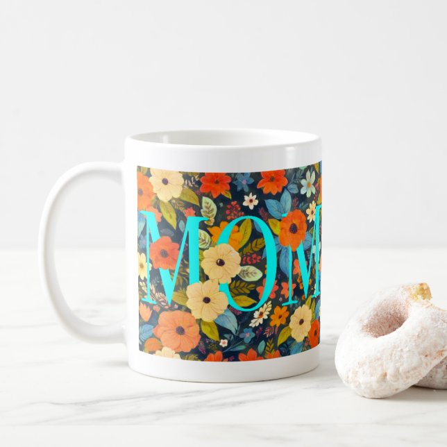 Caneca De Café Mãe e Flores (Com Donut)
