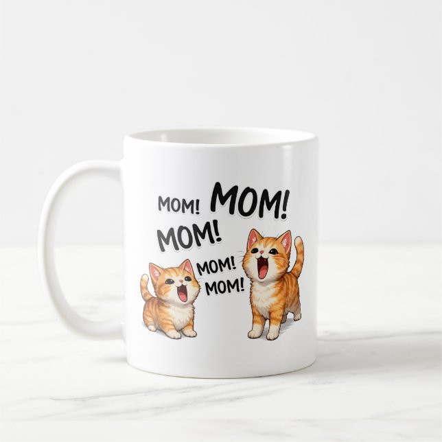 Caneca De Café MÃE engraçada! MÃE! MÃE Gatinhos Laranja Tabby (Esquerda)