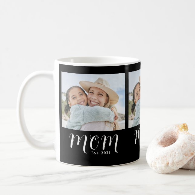 Caneca De Café Mãe Estabeleceu Roteiro Preto 3 Foto (Com Donut)
