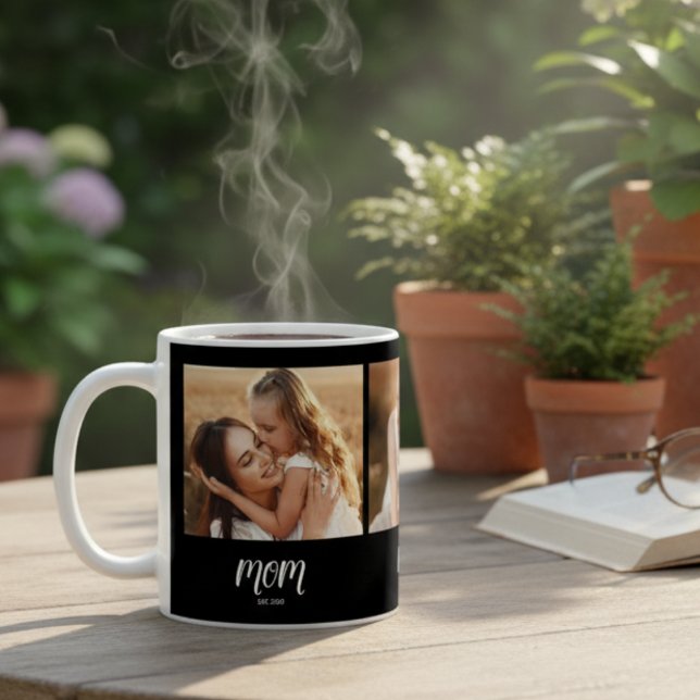 Caneca De Café Mãe Estabeleceu Roteiro Preto 3 Foto (Criador carregado)