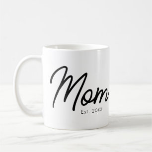 Caneca De Café Mãe Estabeleceu Roteiro Preto Minimalista Elegante