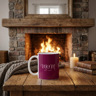 Caneca De Café Mãe Estabelecida Novo Presente de Mãe Branco Scrip