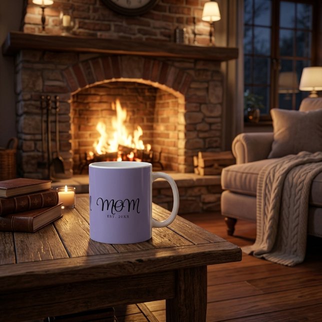 Caneca De Café Mãe Estabelecida Novo Presente de Mãe Rosto Preto (Mom Established New Mom Gift Black Script Coffee Mug)