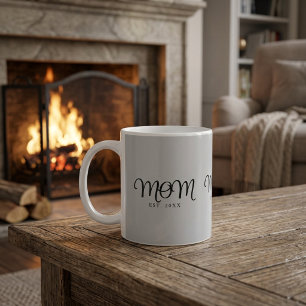 Caneca De Café Mãe Estabelecida Novo Presente de Mãe Rótulo Preto