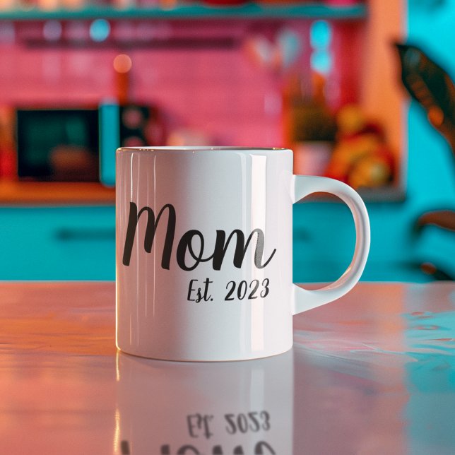Caneca De Café Mãe Estabelecida Presente de Nova Mãe (Criador carregado)