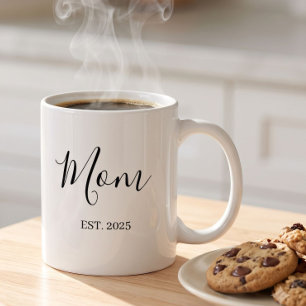 Caneca De Café Mãe Estabelecida Presente de Nova Mãe Minimalista