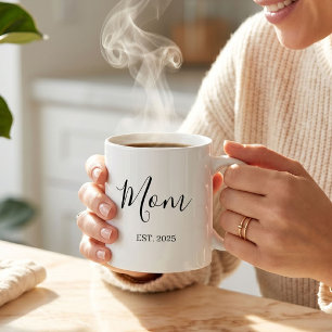 Caneca De Café Mãe Estabelecida Presente Novo Minimalista para Mã