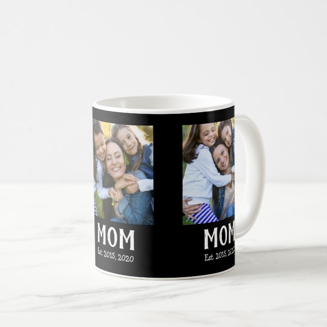 Caneca De Café Mãe Estabelecida Roteiro Preto 3 Foto (Frente Esquerda)