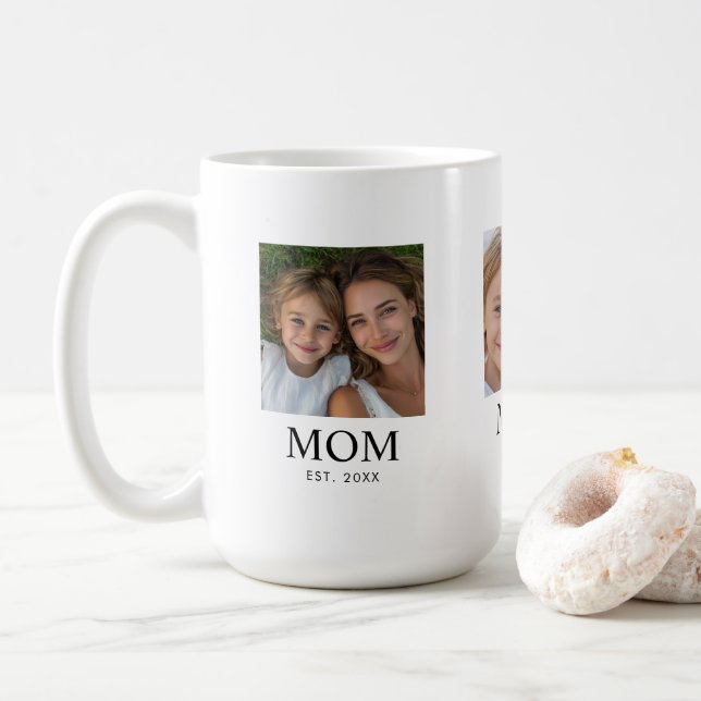 Caneca De Café Mãe Estabelecida Roteiro Preto 3 Foto (Com Donut)