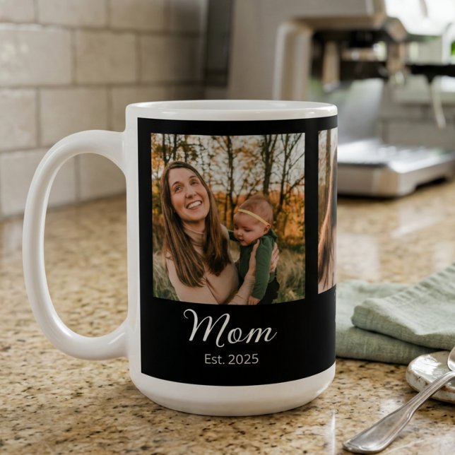 Caneca De Café Mãe Estabelecida Roteiro Preto 3 Foto (Criador carregado)