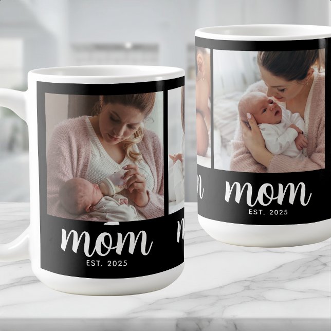 Caneca De Café Mãe Estabelecida Roteiro Preto 3 Foto (Criador carregado)