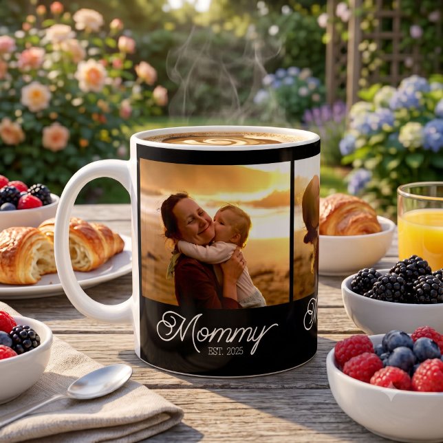 Caneca De Café Mãe Estabelecida Roteiro Preto 3 Foto (Criador carregado)