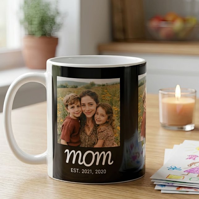 Caneca De Café Mãe Estabelecida Roteiro Preto 3 Foto (Criador carregado)