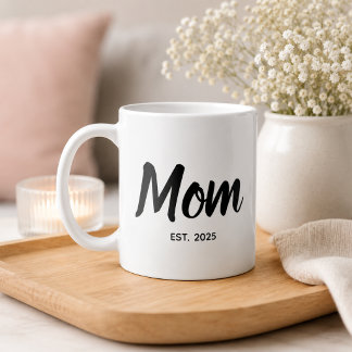 Caneca De Café Mãe Estabelecida Roteiro Preto Ano Personalizado