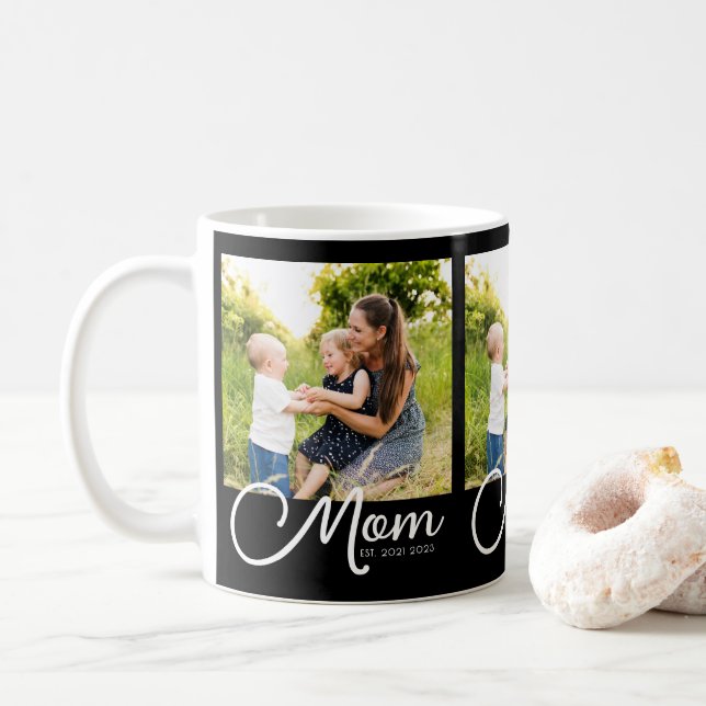 Caneca De Café Mãe Estabelecida Script Preto 3 Foto  (Com Donut)