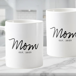 Caneca De Café Mãe Estabelecida Script Preto Novo Presente de Mãe