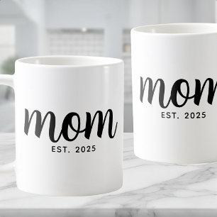 Caneca De Café Mãe Estabelecida Script Preto Novo Presente de Mãe