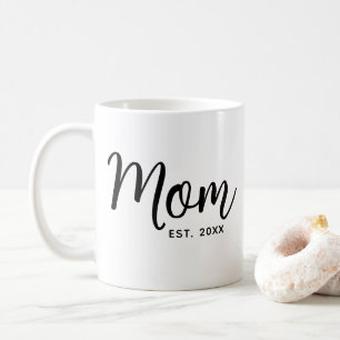 Caneca De Café Mãe Estabelecida Senha Negra Nova Mãe Divertida