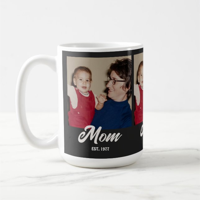 Caneca De Café Mãe Estabelecido Script Preto 3 Foto (Esquerda)