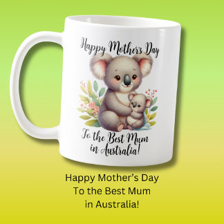 Caneca De Café Mãe Feliz de Koala e Bebê - Austrália