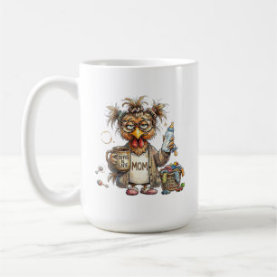 Caneca De Café Mãe Galinha Cansada Vida de Mãe Engraçado Frango E
