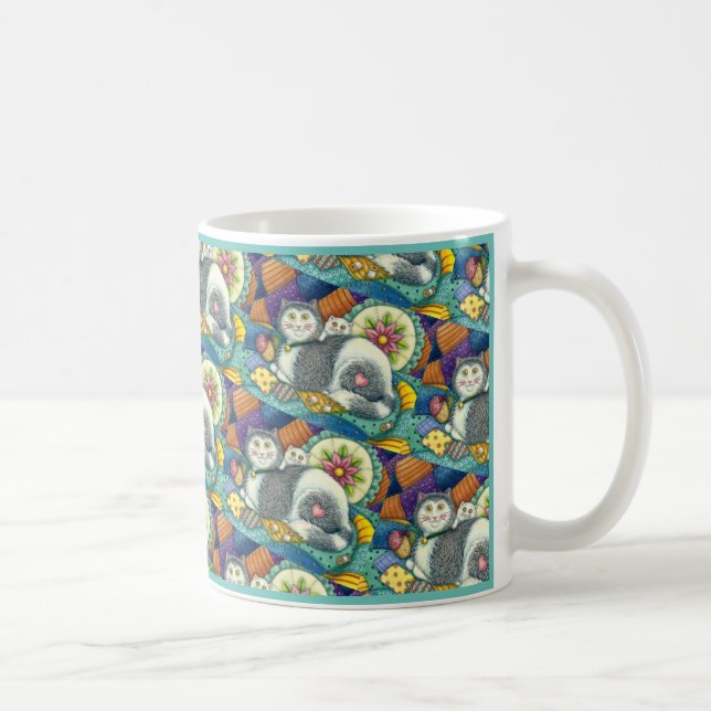 CANECA DE CAFÉ MÃE GATO E COZINHO, TRABALHOS DE PATCHWORK, PINCUS (Direita)
