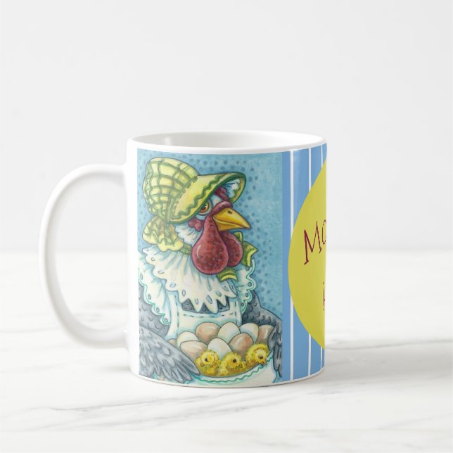 Caneca De Café Mãe Hen, Ovos E Pintinhos - Miúda Branca * Mãe (Esquerda)