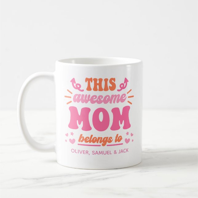 Caneca De Café Mãe Incrível Rosa Laranja (Esquerda)