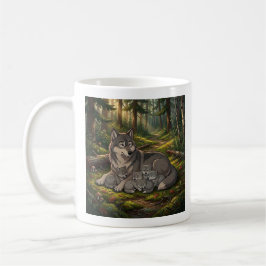 Caneca De Café Mãe Loba E Filhotes