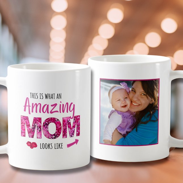 Caneca De Café Mãe maravilhosa - Presente de Fotografia Rosa para (Criador carregado)