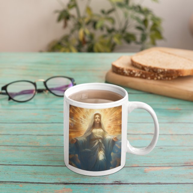Caneca De Café Mãe Maria Bênção versão 7 (Mother Mary Blessing version 7Coffee Mug)