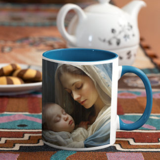 Caneca De Café Mãe Mary com Jesus Bebê versão 1