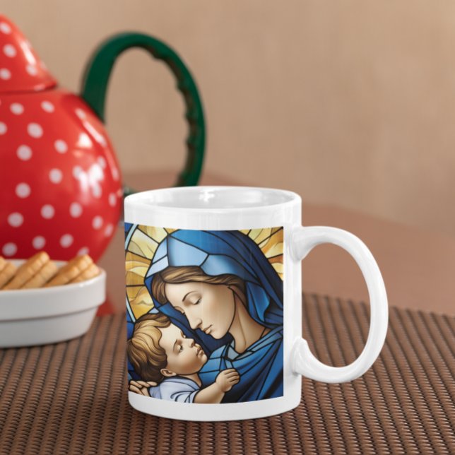 Caneca De Café Mãe Mary com Jesus Bebê versão 15 (Mother Mary with Baby Jesus version 15 Coffee Mug
)