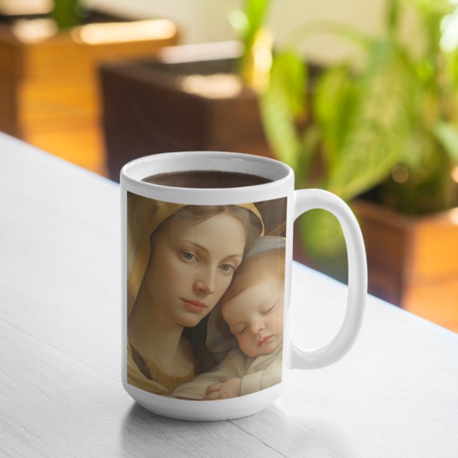 Caneca De Café Mãe Mary com Jesus Bebê versão 21 (Mother Mary with Baby Jesus version 21 Coffee Mug
)