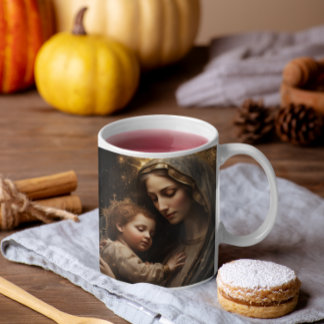Caneca De Café Mãe Mary com Jesus Bebê versão 3