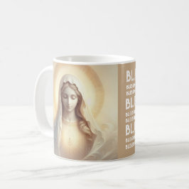 Caneca De Café Mãe Mary Em Tons Brancos Suaves
