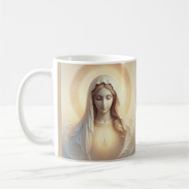 Caneca De Café Mãe Mary Em Tons Brancos Suaves