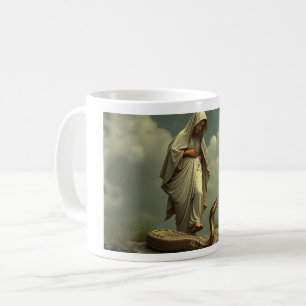 Caneca De Café Mãe Mary Pregando Sobre A Serpente