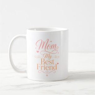 Caneca De Café Mãe Minha Melhor Amiga Citação Rosa Elegante Doura