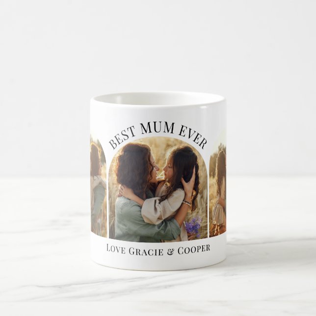 Caneca De Café Mãe moderna elegante de múltiplas fotografias (Centro)