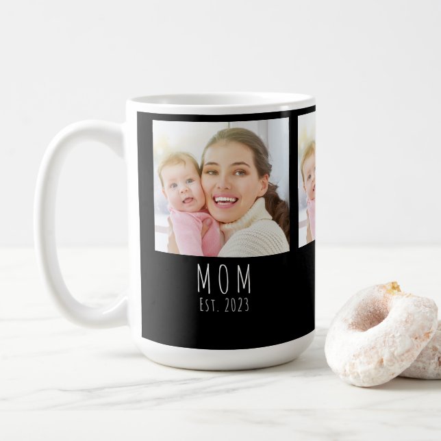 Caneca De Café Mãe Moderna Estabelecida Preta 3 Foto  (Com Donut)
