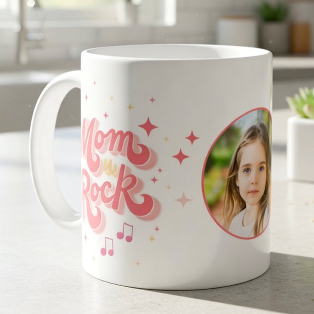 Caneca De Café Mãe Moderna Única Personalizada com Foto (Criador carregado)