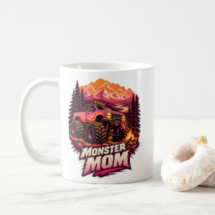 Caneca De Café Mãe Monstro Caminhão Monstro Chama Rosa Todo Terre