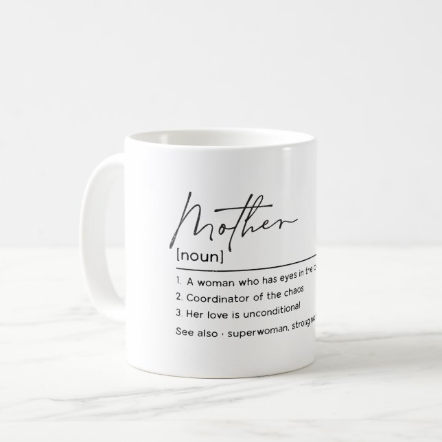 Caneca De Café Mãe Noun | Presente de Dia de as mães engraçado | (Frente Esquerda)