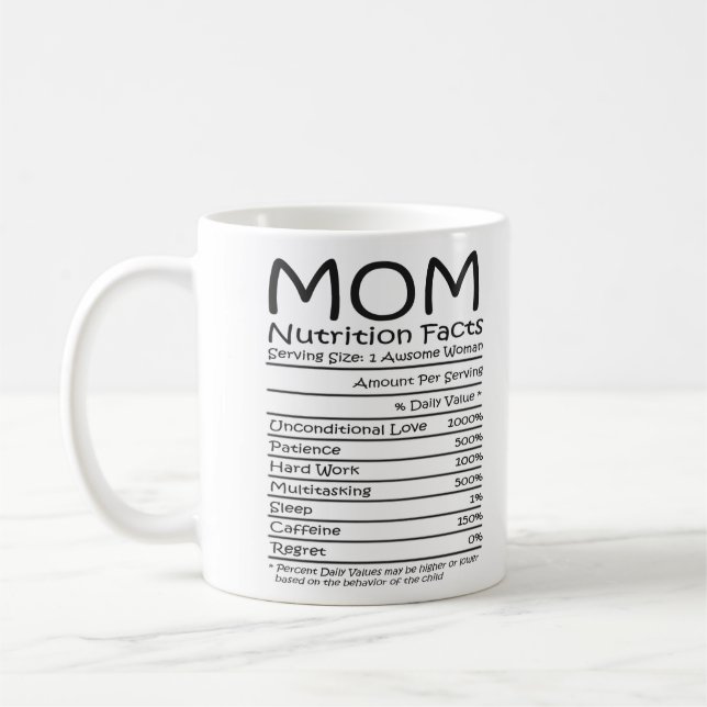 Caneca De Café Mãe Nutricional Fata Dia de as mães Engraçado (Esquerda)